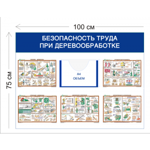 СТН-235 - Cтенд Безопасность труда при деревообработке 75 х 100 см 1 объ. карман А4, 5 плакатов